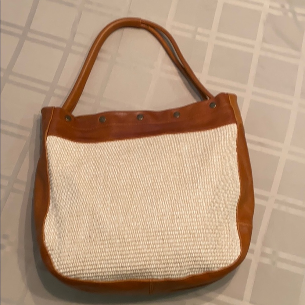 🎉Host Pick🎉 Almost New Furla Straw and Cognac Leather Purse